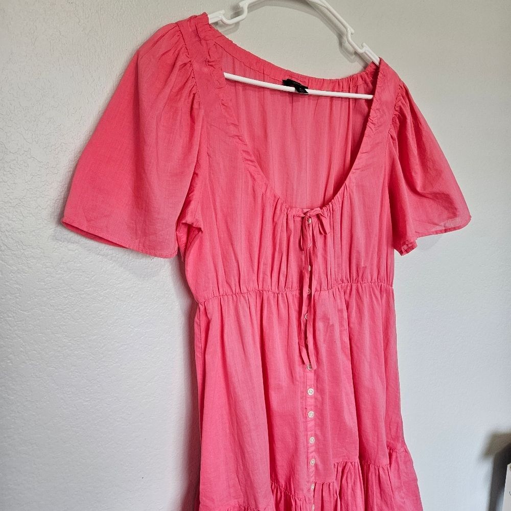 NWOT J Crew | Cotton Voile Tiered Button-down Beach Dress Pink, Womens Medium - Picture 3 of 5